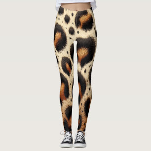 Leggings Imprimé animal à taches beige et noir léopard 
