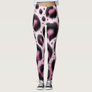 Leggings Imprimé animal à taches de fourrure léopard rose e