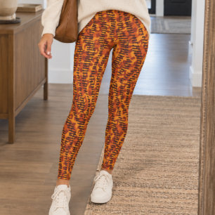Leggings Imprimé animalier mixte orange et léopard