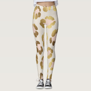 Leggings Imprimé chic léopard doré et rose pastel Animal