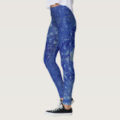 Leggings imprimé d'antiquité est-indien en bleu (Gauche)