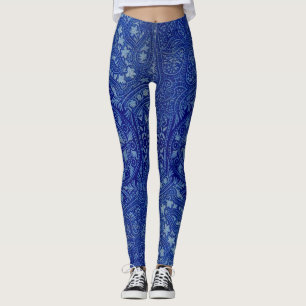 Leggings imprimé d'antiquité est-indien en bleu
