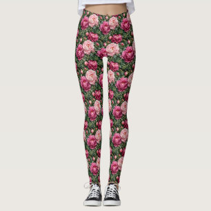 Leggings Imprimé de pivoine luxuriante et de verdure