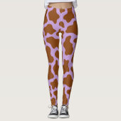 Leggings imprimé de vache brun violet pastel (Devant)