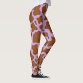 Leggings imprimé de vache brun violet pastel (Droite)