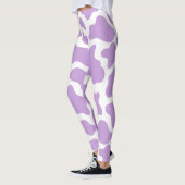 Leggings imprimé de vache violet pastel kawaii (Gauche)