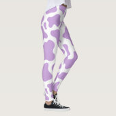 Leggings imprimé de vache violet pastel kawaii (Droite)