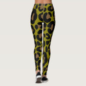 Leggings Imprimé élégant olive vert et noir léopard (Dos)
