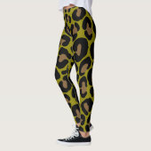 Leggings Imprimé élégant olive vert et noir léopard (Gauche)