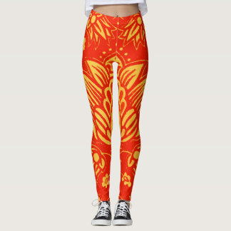 Leggings imprimé floral orange