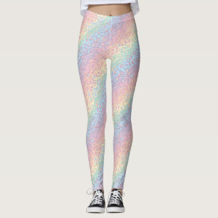 Leggings imprimé léopard arc-en-ciel pastel opale