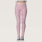 Leggings Imprimé léopard argent rose pastel (Devant)