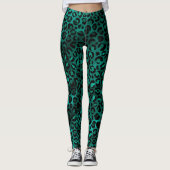 Leggings Imprimé Léopard Métallisé Sarcelle Vibrant (Devant)
