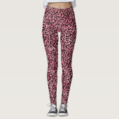 Leggings Imprimé léopard noir rose chic tendance (Devant)