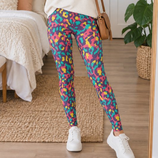 Leggings Imprimé Léopard Rétro Vibrant