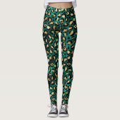 Leggings Imprimé léopard sarcelle et or (Devant)