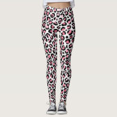 Leggings Imprimé Léopard Tendance En Rose Et Noir (Devant)