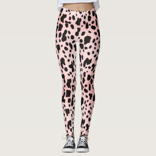 Leggings Imprimé vache noir rose girly moderne ferme