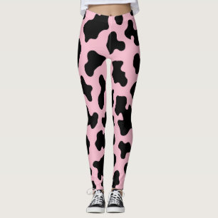 Leggings Imprimé vachette noir et rose Cow