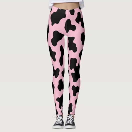 Leggings Imprimé vachette noir et rose Cow (Devant)