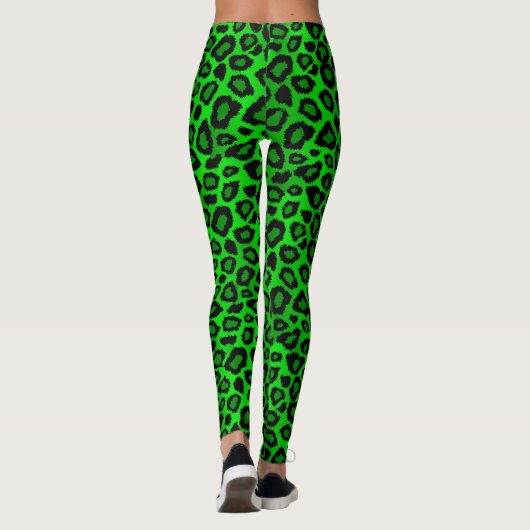 Leggings Imprimer la peau du léopard vert citron (Dos)