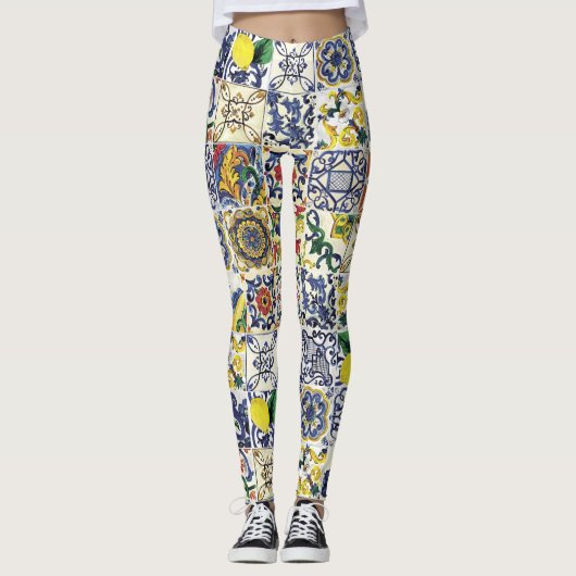 Leggings Imprimer Motif Majolica (Devant)