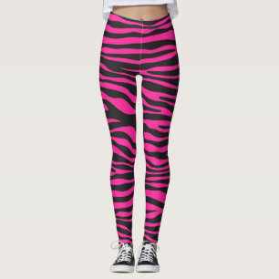Leggings Imprimer Zèbre rose et noir