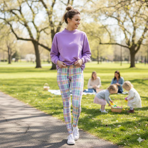 Leggings imprimés carreaux de style printemps lava