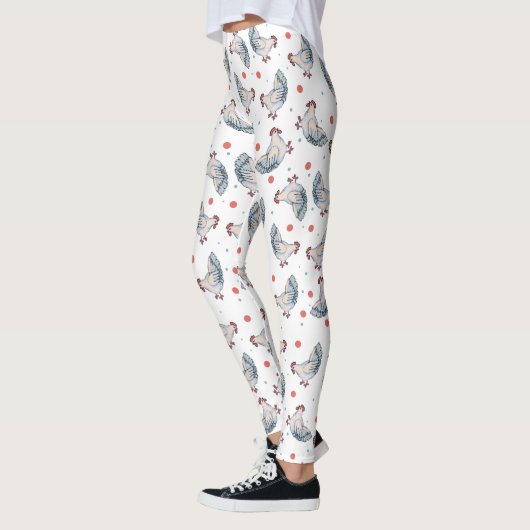 Leggings imprimés de poulets et de pois (Gauche)