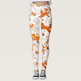 Leggings imprimés de renards automnaux mignons