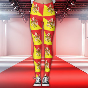 Leggings imprimés drapeau de Sicile Trinacria