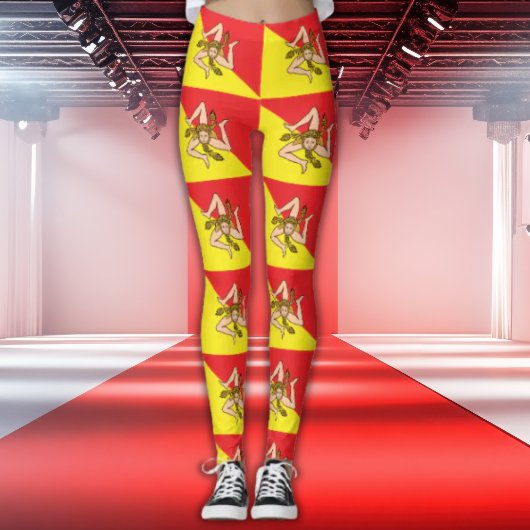 Leggings imprimés drapeau de Sicile Trinacria
