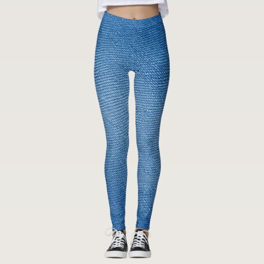 Leggings imprimés entièrement de motif de jeans bl (Devant)