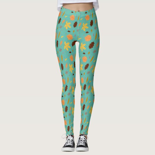 Leggings imprimés feuille bleu clair | Style pour (Devant)