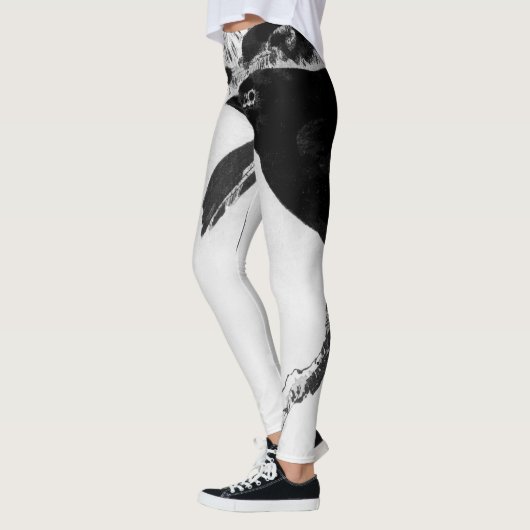 Leggings IMPRIMÉS IMPRIMER JAPONAIS DE CROW NOIR (Gauche)