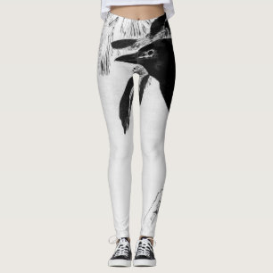 Leggings IMPRIMÉS IMPRIMER JAPONAIS DE CROW NOIR