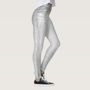 Leggings imprimés partout en jeans lavé gris clair
