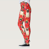 Leggings imprimés Pug rouge (Gauche)