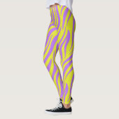 Leggings imprimés rayures néon avec lignes ondulée (Gauche)