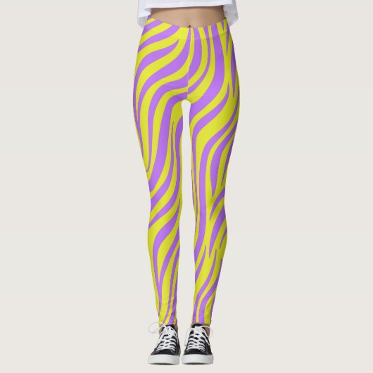 Leggings imprimés rayures néon avec lignes ondulée (Devant)