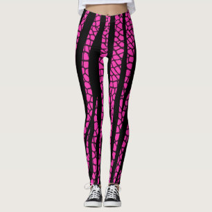 Leggings imprimés zèbre rose chaud noir
