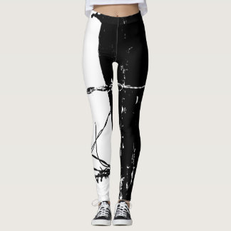 Leggings in Barbed Black en White