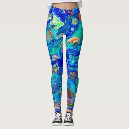 Leggings in de oceaan, schildpadden, leggings, leg (Voorkant)