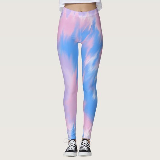  Leggings in Pastel Blue Paars en Roze (Voorkant)