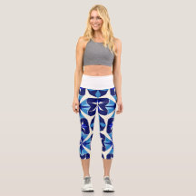 Leggings in tinten blauw en marineblauw.