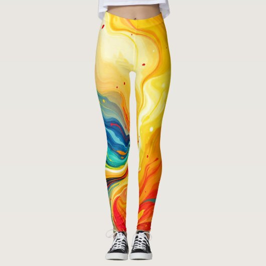 Leggings Incendie et eau Abstraits (Devant)