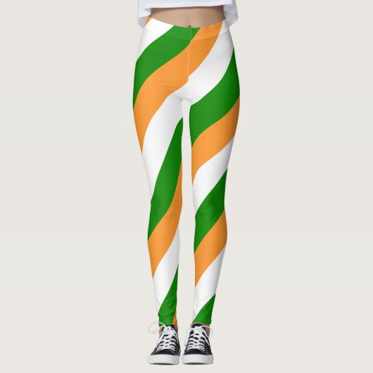 Leggings Inde Drapeau national couleurs diagonales triées (Devant)