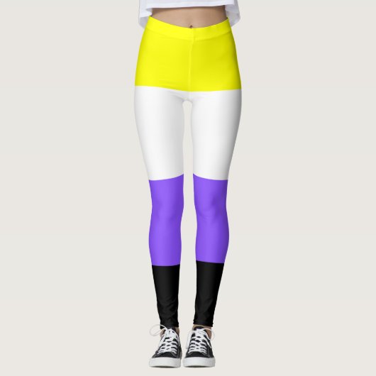 Leggings Indicateur non binaire Jaune Blanc Violet Noir ray (Devant)