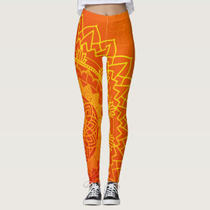Leggings Indien Mandala Jaune Orange