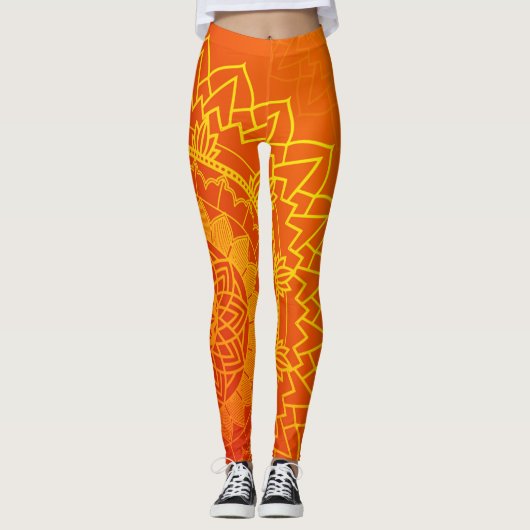 Leggings Indien Mandala Jaune Orange (Devant)